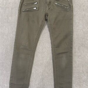 Women’s Miss Me Army Green Jeans with Zipper Accents size 27 Signature Skinny